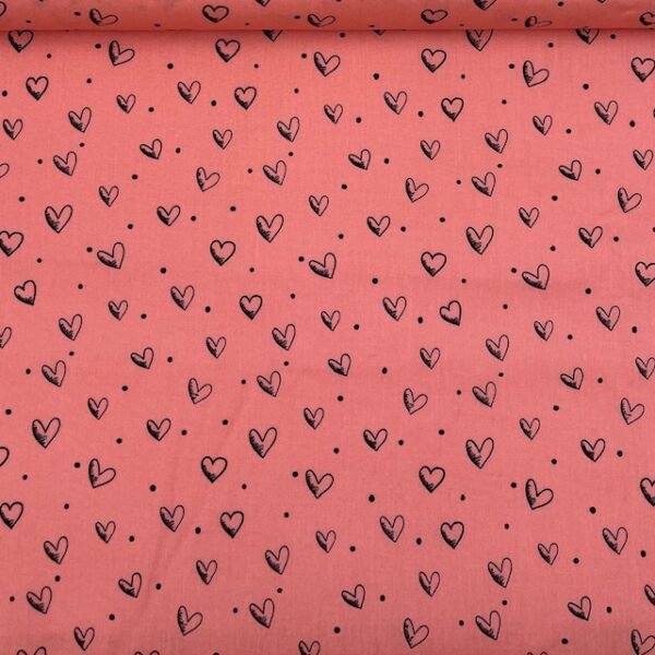 Popeline Corações - Rosa