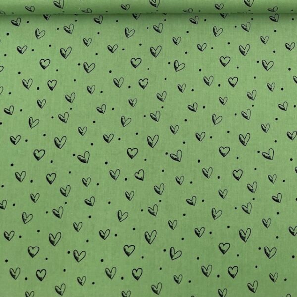Popeline Corações - Verde