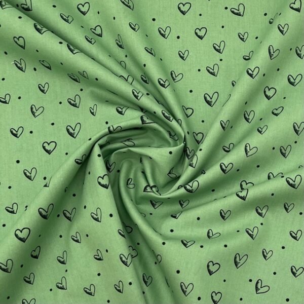 Popeline Corações - Verde