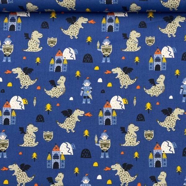 Popeline Dragão - Azul