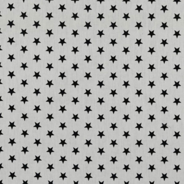 Popeline Estrelas - Branco/Preto