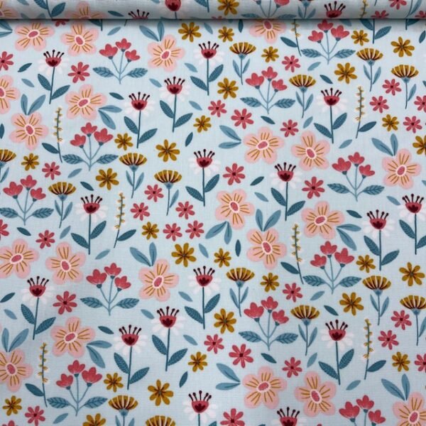 Popeline Floral - Turquesa