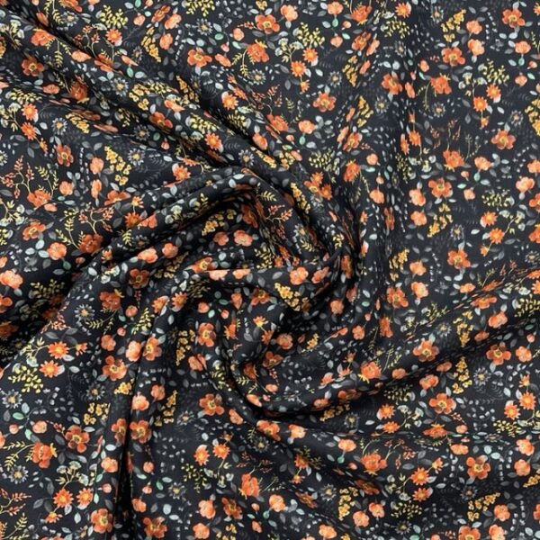 Popeline Flower - Preto