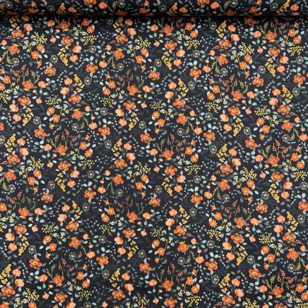 Popeline Flower - Preto