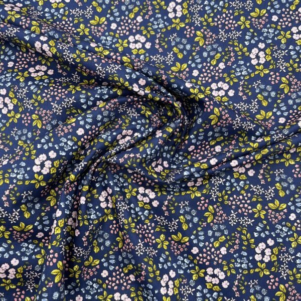 Popeline Flowers - Azul Marinho