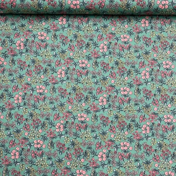 Popeline Flowers - Verde