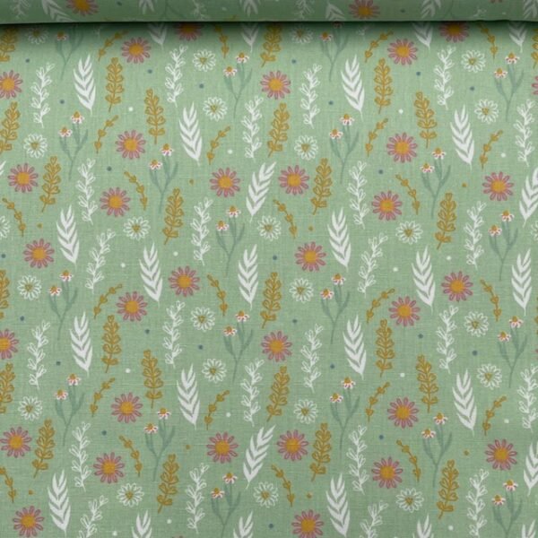 Popeline Flowers - Verde