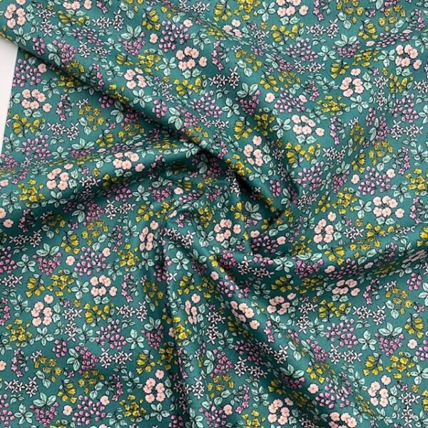 Popeline Flowers - Verde Escuro