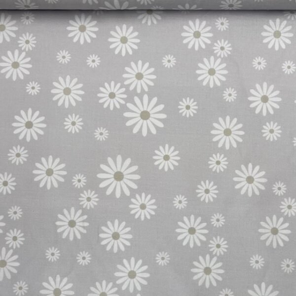 Popeline Flowery - Cinza