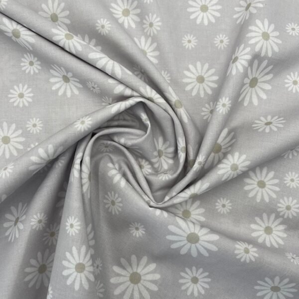 Popeline Flowery - Cinza