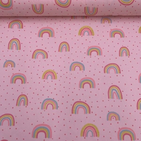 Popeline Glitter Arco-íris - Rosa