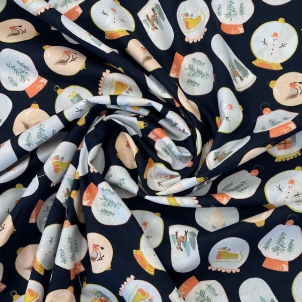 Popeline Globo de Neve - Azul