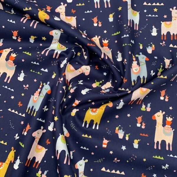 Popeline Lama - Azul Marinho