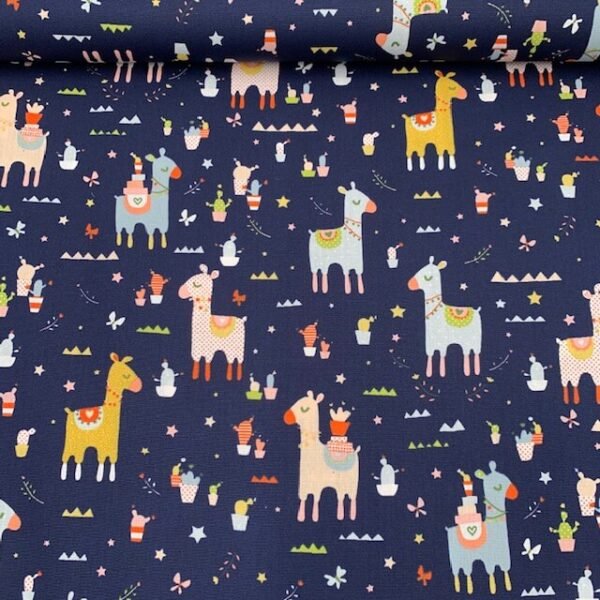 Popeline Lama - Azul Marinho