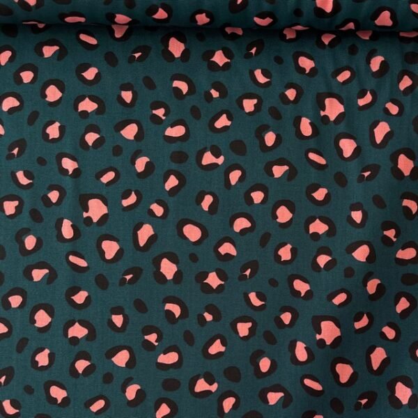 Popeline Leopardo - Verde