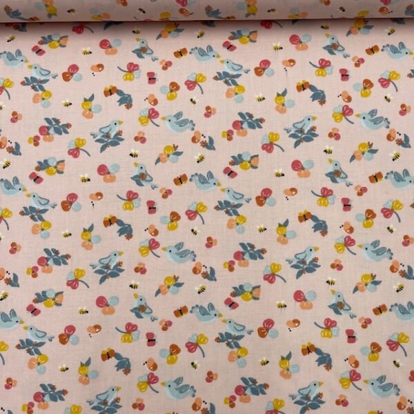 Popeline Little Bird - Rosa