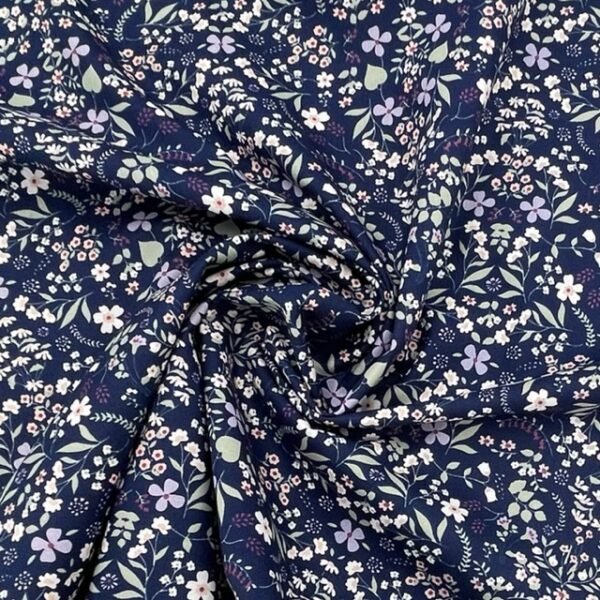 Popeline Lovely Flower - Azul