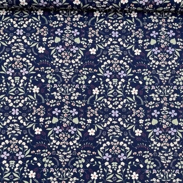 Popeline Lovely Flower - Azul