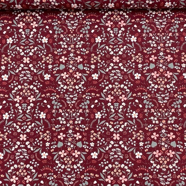 Popeline Lovely Flower - Cereja