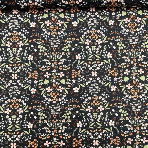 Popeline Lovely Flower - Preto