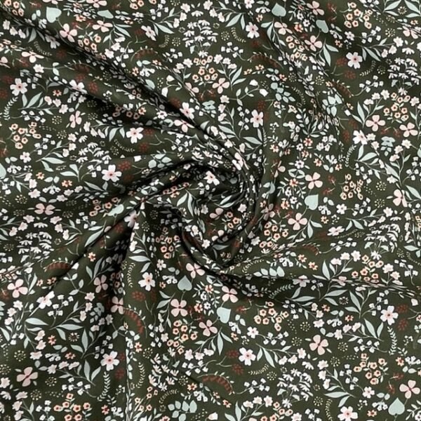 Popeline Lovely Flower - Verde