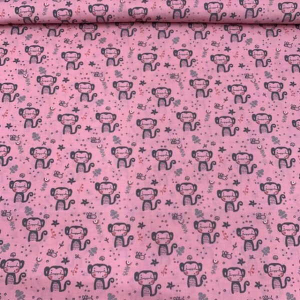 Popeline Monkey - Rosa