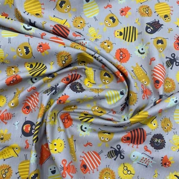 Popeline Monstrinhos - Cinzento