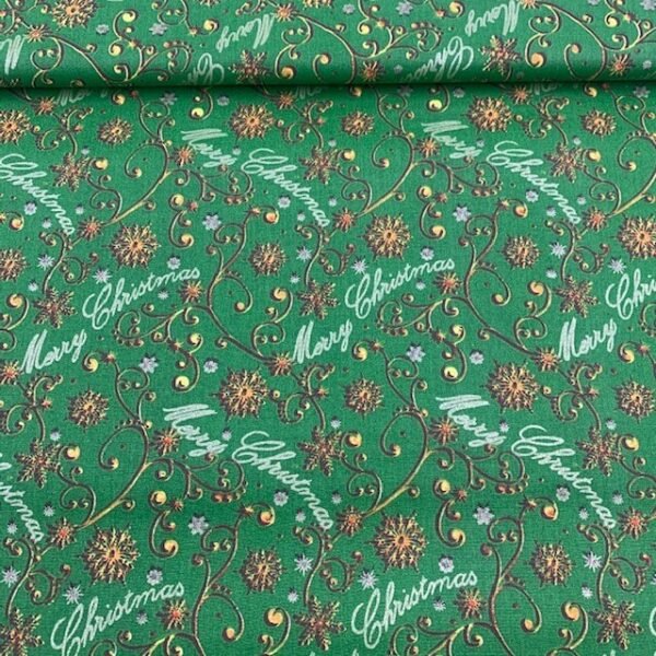 Popeline Natal Glitter - Verde