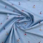 Popeline Navy Boat - Azul Bebé