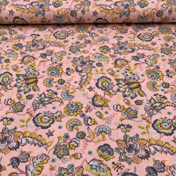 Popeline Paisley - Rosa Claro