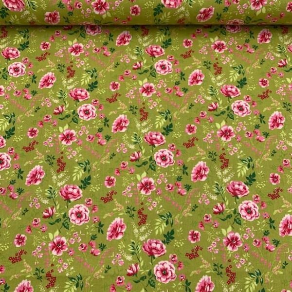 Popeline Pink Rose - Verde Lima