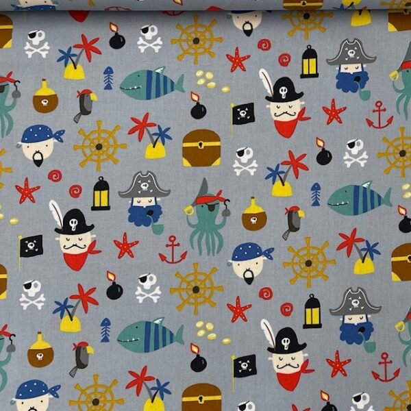 Popeline Piratas - Cinzento