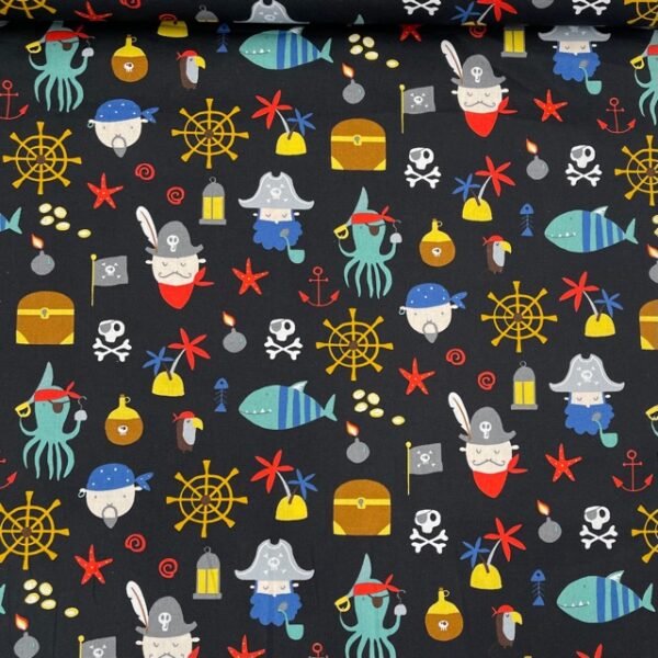 Popeline Piratas - Preto