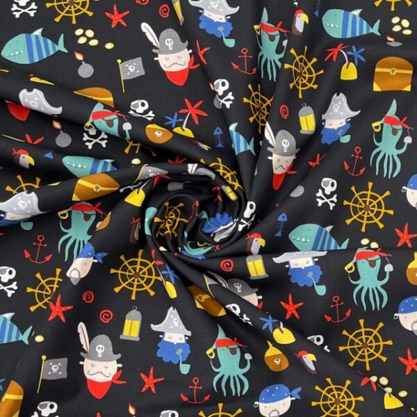 Popeline Piratas - Preto