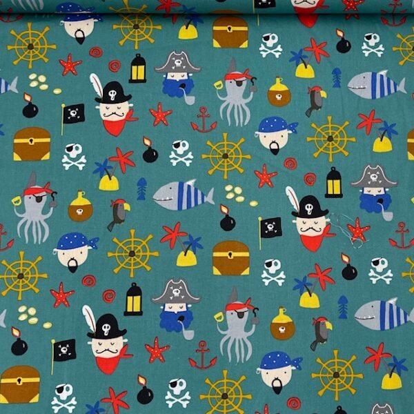 Popeline Piratas - Verde