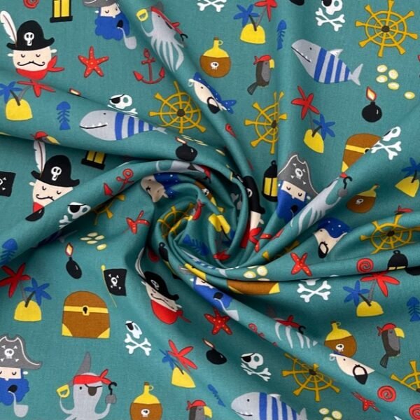 Popeline Piratas - Verde