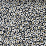 Popeline Resinada Daisy Flower - Azul Marinho