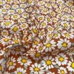 Popeline Resinada Daisy Flower - Laranja