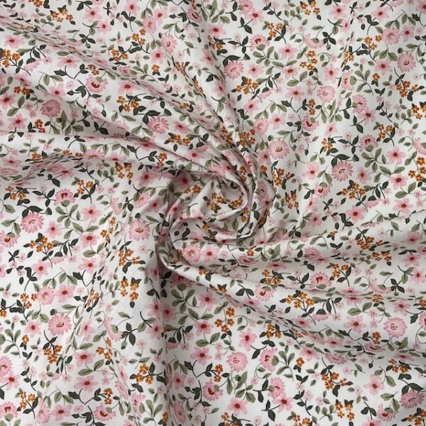 Popeline Resinada Flower - Branco