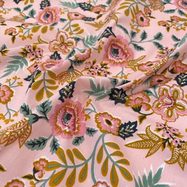 Popeline Resinada Flower - Rosa