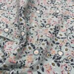 Popeline Resinada Flower - Verde