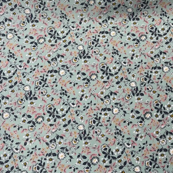 Popeline Resinada Flower - Verde