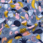 Popeline Resinada Fruit - Azul