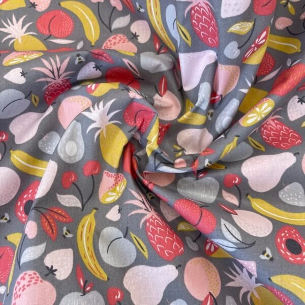 Popeline Resinada Fruit - Cinzento