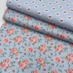 Popeline Small Roses - Azul Claro