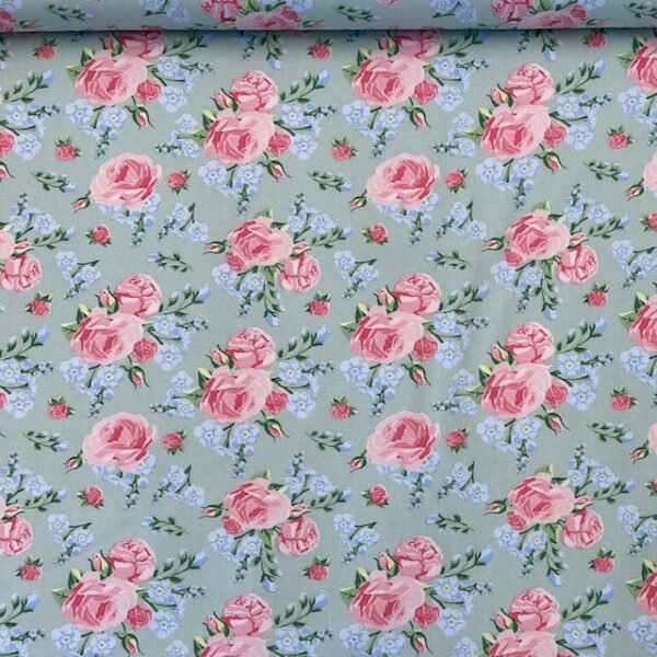 Popeline Roses - Verde Menta