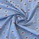 Popeline Small Roses - Azul Claro