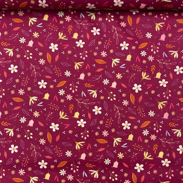 Popeline Sweet Flower - Cereja