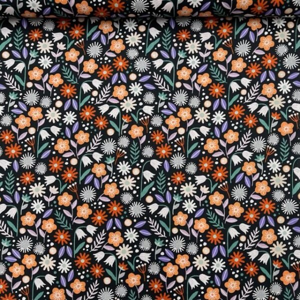 Popeline Sweet Flower - Preto