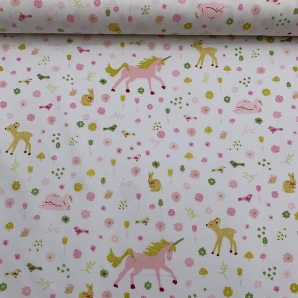 Popeline Unicórnio Glitter - Branco